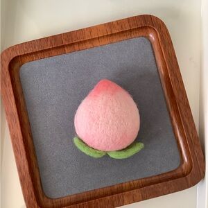 Cute Wool-Felted Peach Pin